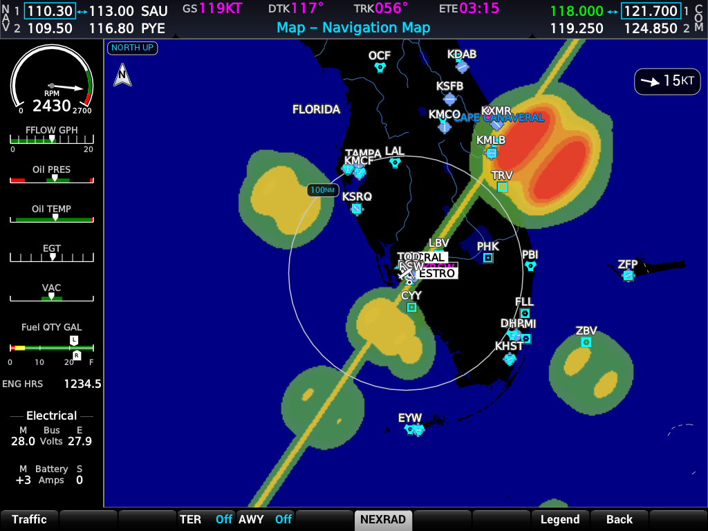 G1000 NXi weather on flight plan